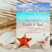 Save The Date Plage Mariage Coquillages Éclairage Économisez La