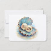 Save The Date Plage Mariage Pearls Shell Elégant thème Océan (Dos)