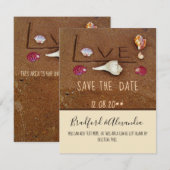 Save The Date Plage mariage personnalisé Coques & Amour (Devant / Derrière)