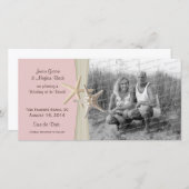 Save The Date Plage Mariage Starfish rose Enregistrer la date Ph (Devant / Derrière)