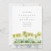 Save The Date Plage Palm Trees Tropical Watercolor Mariage (Devant)