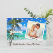 Save The Date Plage Photo Palm String Lumières Destination (Debout devant)