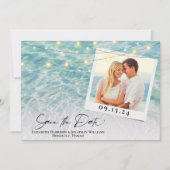 Save The Date Plage Photo Palm String Lumières Destination Maria (Devant)