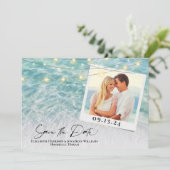 Save The Date Plage Photo Palm String Lumières Destination Maria (Debout devant)
