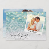 Save The Date Plage Photo Palm String Lumières Destination Maria (Devant / Derrière)