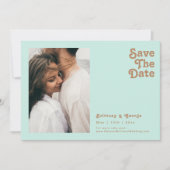 Save The Date Plage Retro | Aqua Photo Horizontal Enregistrer La (Devant)