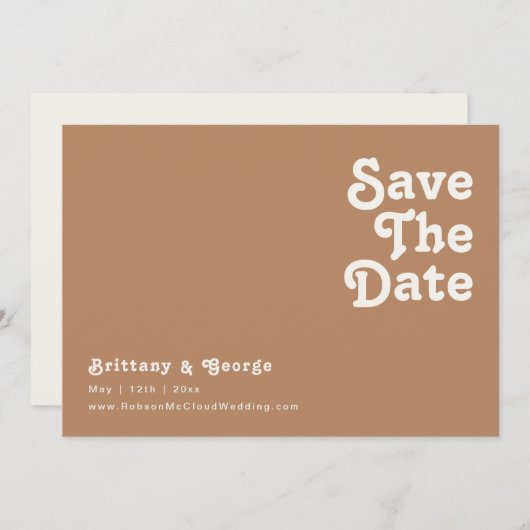 Save The Date Plage Retro | Brown Horizontal Enregistrer La Date (Devant / Derrière)