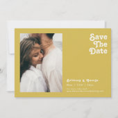Save The Date Plage Retro | Gold Photo Horizontal Enregistrer La (Devant)