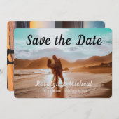 Save The Date Plage romantique tropicale moderne 3 Photos de Cou (Devant / Derrière)