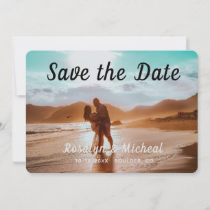 Save The Date Plage romantique tropicale moderne 3 Photos de Cou