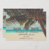 Save The Date Plage, Tropical, Mariage de palmiers Enregistrer l (Devant / Derrière)