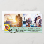 Save The Date Plage Tropical Plage Sunset Palm Trees 3 Photo (Devant / Derrière)