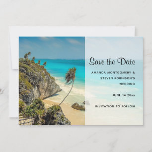 Save The Date Plage tropicale aux arbres balayés par le vent