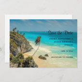 Save The Date Plage tropicale aux palmiers balayés par le vent (Devant / Derrière)