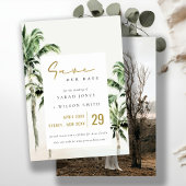 Save The Date Plage tropicale Palm Trees Aquarelle Mariage Photo