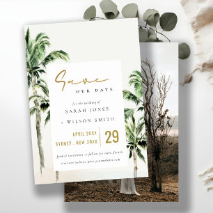 Save The Date Plage tropicale Palm Trees Aquarelle Mariage Photo