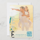 Save The Date Plage tropicale Palmiers bleus Grunge Texte Photo (Dos)