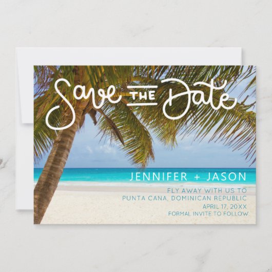 Save The Date Plage tropicale Punta Cana Mariage dominicain (Devant)