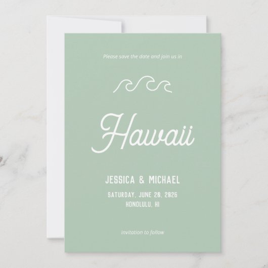 Save The Date Plage vagues océaniques côtier - destination aqua (Devant)