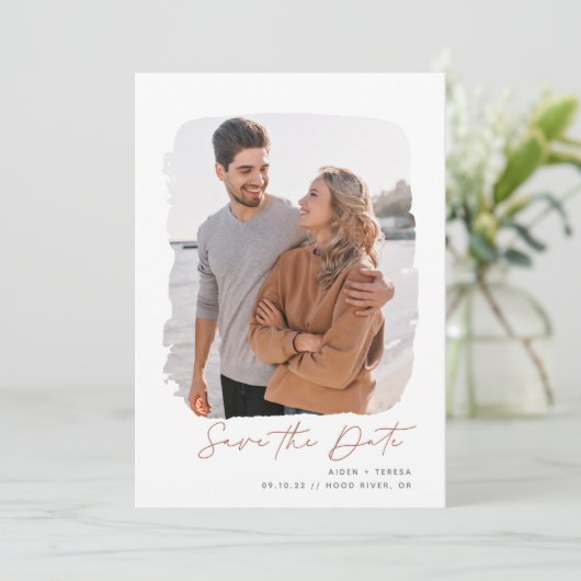 Save The Date Plan brossé | Photo verticale (Debout devant)