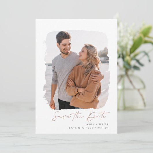 Save The Date Plan brossé | Photo verticale (Debout devant)