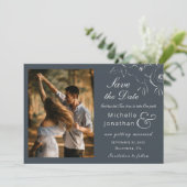 Save The Date Plan de la Fleur blanche sur le Mariage de la phot (Debout devant)