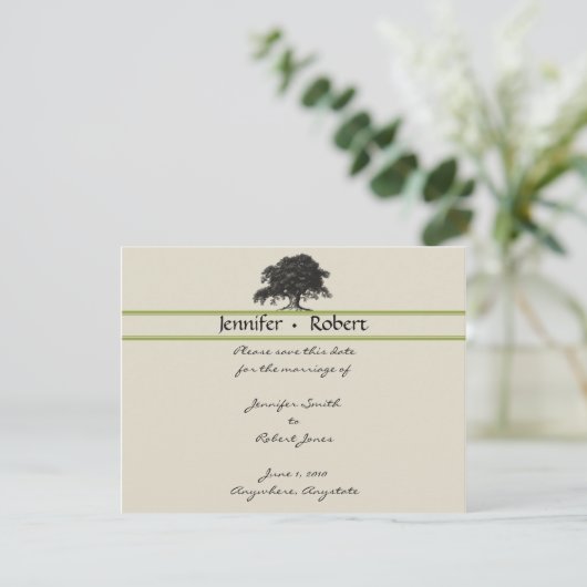 Save The Date Plantation de chênes en vert Économisez la date (Debout devant)