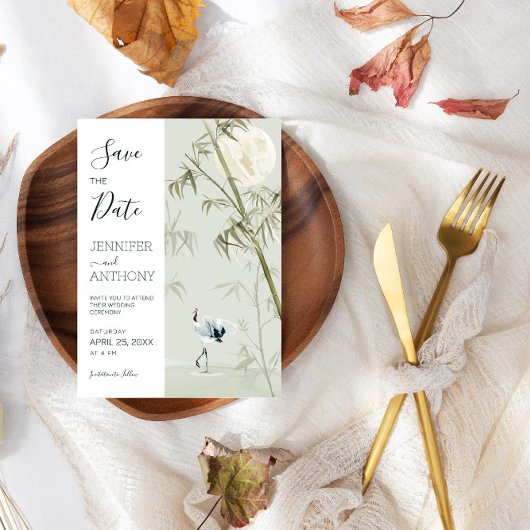 Save The Date Plante de grue et de bambou