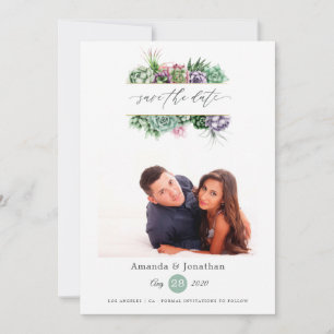 Save The Date Plantes succulentes à l'aquarelle Photo mariage