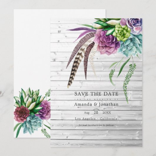 Save The Date Plantes succulentes mystiques boho rustiques Maria (Devant / Derrière)