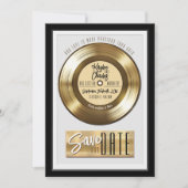 Save The Date Plaque de disque vinyle Retro Gold pour un mariage (Devant)