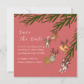 Save The Date Playful Reindeer Dogs Christmas Illustration (Devant)