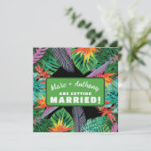 Save The Date Plein Vert Tropical Jungle Destination Mariage (Debout devant)