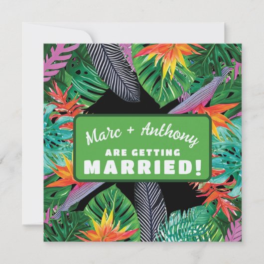 Save The Date Plein Vert Tropical Jungle Destination Mariage (Devant)