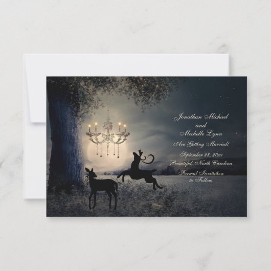 Save The Date Pleine lune enchanteresse, Cerf, Pittoresque Maria (Dos)