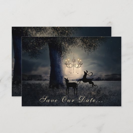 Save The Date Pleine lune enchanteresse, Cerf, Pittoresque Maria (Devant / Derrière)