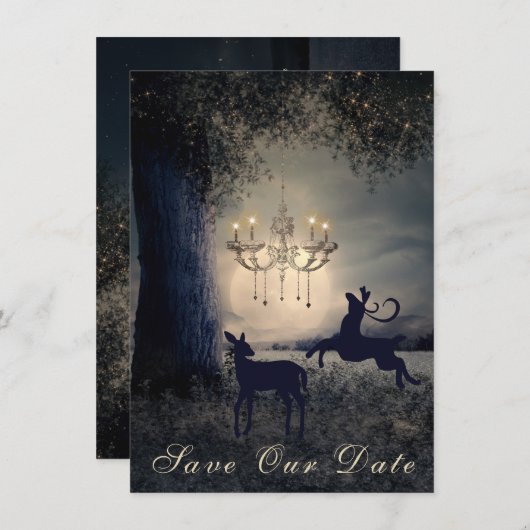 Save The Date Pleine lune enchanteresse, Cerf, Pittoresque Maria (Devant / Derrière)