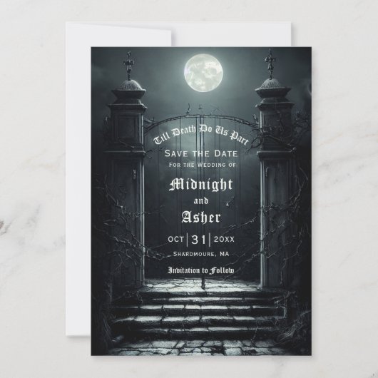 Save The Date Pleine lune Gothique Enregistrer La Date (Devant)