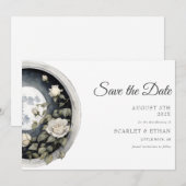 Save The Date Pleine lune Porte Jardin Rose blanche Boho Poignée (Devant / Derrière)
