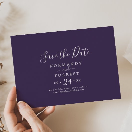 Save The Date Plum de coordonnées de lavande rustique horizontal