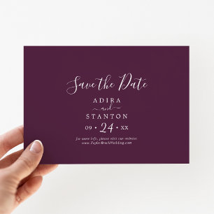 Save The Date Plum de coordonnées mauve Moody horizontale