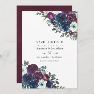 Save The Date Plum et marine Floral Mariage Photo