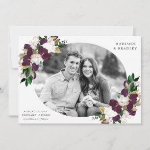 Save The Date Plum floral foncé Photo Enregistrer La Date