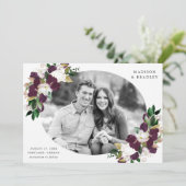 Save The Date Plum floral foncé | Photo Enregistrer La Date (Debout devant)