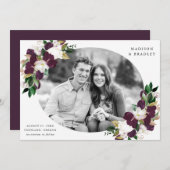 Save The Date Plum floral foncé | Photo Enregistrer La Date (Devant / Derrière)