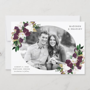 Save The Date Plum floral foncé   Photo Enregistrer La Date