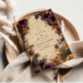 Save The Date Plum foncé automne Mariage floral