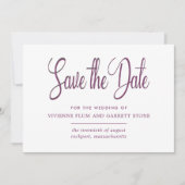 Save The Date Plum profond et calligraphie blanche Enregistrer l (Devant)