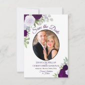 Save The Date Plum Purple Floral Élégant Boho Mariage Photo (Devant)