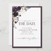 Save The Date Plum Purple Floral Script Mariage Enregistrer La D (Devant)